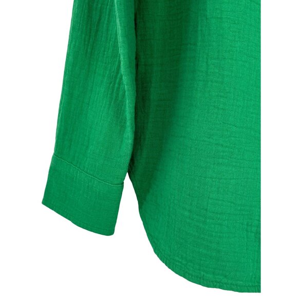 NWT J.Crew Green Crinkle Gauze Cotton Coastal Granddaughter Button Down Top XS - Picture 5 of 16